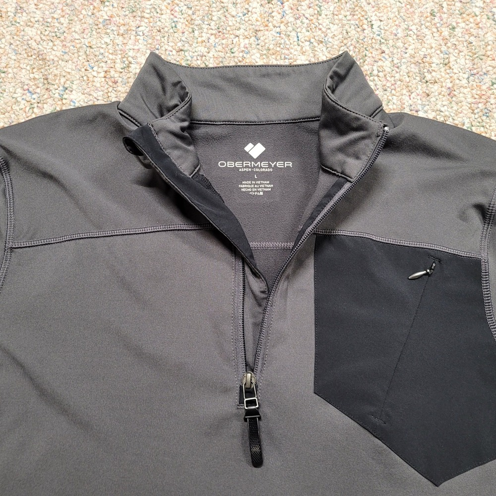 Obermeyer Flex Shirt Mens Large Grey 1/4 Zip Pullover Outdoors Active Base Layer - Picture 2 of 16